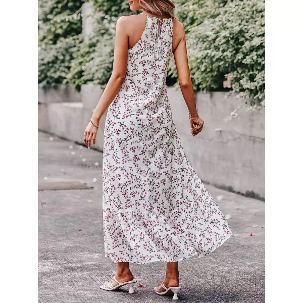 imageANRABESS Womens Summer High Low Ruffle Maxi Dress Spaghetti Strap Print Flowy Beach Long DressWhite Red