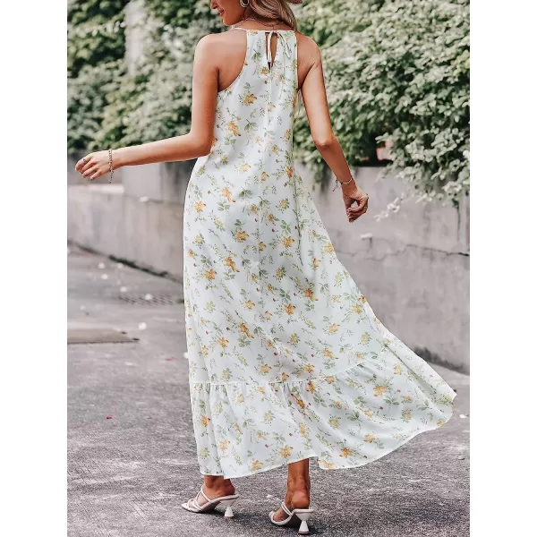 imageANRABESS Womens Summer High Low Ruffle Maxi Dress Spaghetti Strap Print Flowy Beach Long DressWhite Yellow