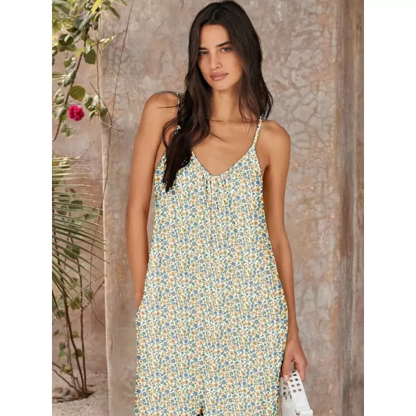 imageANRABESS Womens Summer Loose Casual Sleeveless Spaghetti Strap Wide Leg Jumpsuits Rompers Outfits with PocketsFloral Yellow 2
