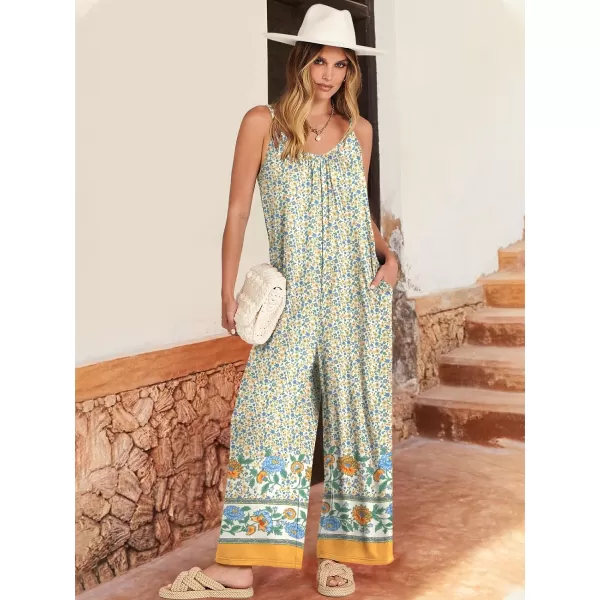 imageANRABESS Womens Summer Loose Casual Sleeveless Spaghetti Strap Wide Leg Jumpsuits Rompers Outfits with PocketsFloral Yellow 2