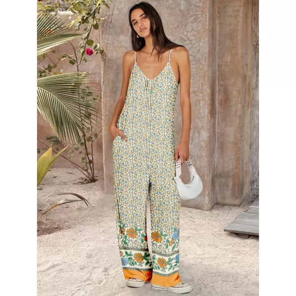 imageANRABESS Womens Summer Loose Casual Sleeveless Spaghetti Strap Wide Leg Jumpsuits Rompers Outfits with PocketsFloral Yellow 2
