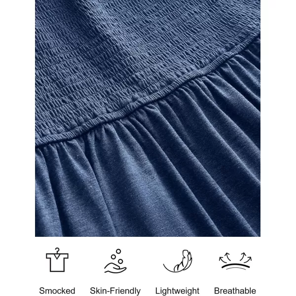 imageANRABESS Womens Summer Maxi Dress Square Neck Ruffle Sleeveless Smocked Tiered Casual Beach Sundress with PocketsBlue
