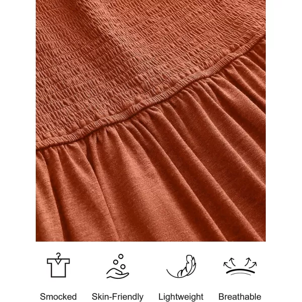 imageANRABESS Womens Summer Maxi Dress Square Neck Ruffle Sleeveless Smocked Tiered Casual Beach Sundress with PocketsBrick Red