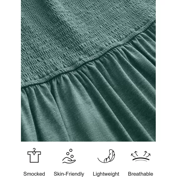 imageANRABESS Womens Summer Maxi Dress Square Neck Ruffle Sleeveless Smocked Tiered Casual Beach Sundress with PocketsGreen