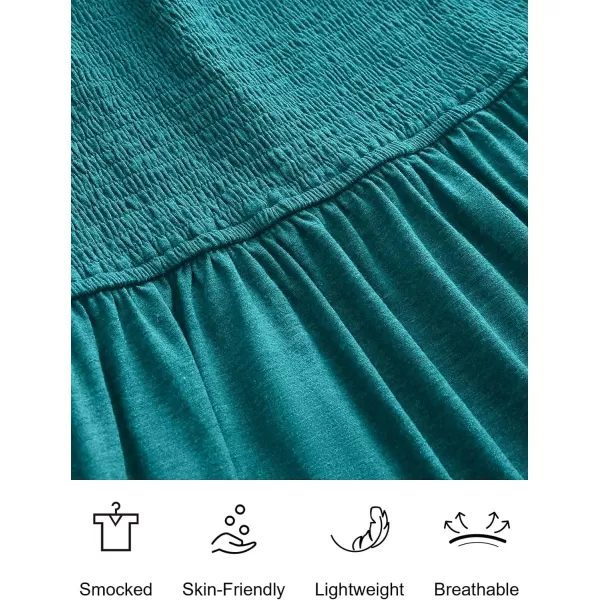 imageANRABESS Womens Summer Maxi Dress Square Neck Ruffle Sleeveless Smocked Tiered Casual Beach Sundress with PocketsLake Green