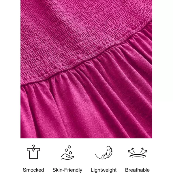 imageANRABESS Womens Summer Maxi Dress Square Neck Ruffle Sleeveless Smocked Tiered Casual Beach Sundress with PocketsRose