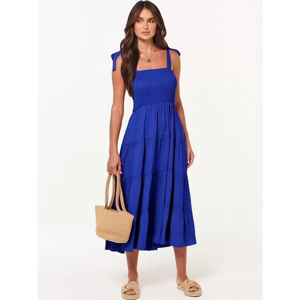 imageANRABESS Womens Summer Midi Dress Casual Boho Sleeveless Tie Strap Smocked Tiered Long Beach Sun DressesRoyal Blue