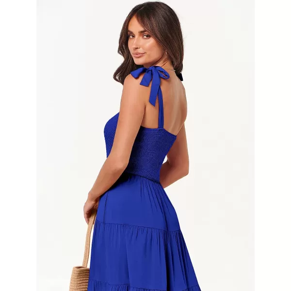 imageANRABESS Womens Summer Midi Dress Casual Boho Sleeveless Tie Strap Smocked Tiered Long Beach Sun DressesRoyal Blue