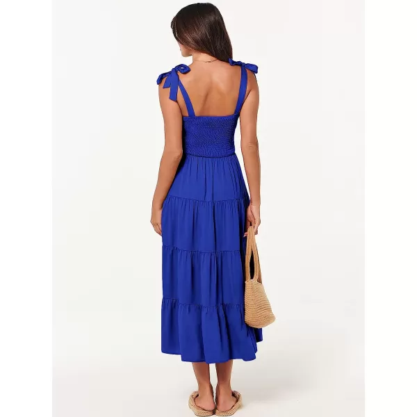imageANRABESS Womens Summer Midi Dress Casual Boho Sleeveless Tie Strap Smocked Tiered Long Beach Sun DressesRoyal Blue