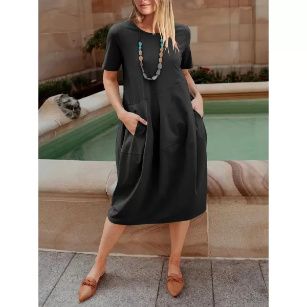 imageANRABESS Womens Summer Midi Dress Casual Loose Crewneck Short Sleeve T Shirt Sundress with PocketsBlack