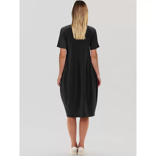 imageANRABESS Womens Summer Midi Dress Casual Loose Crewneck Short Sleeve T Shirt Sundress with PocketsBlack
