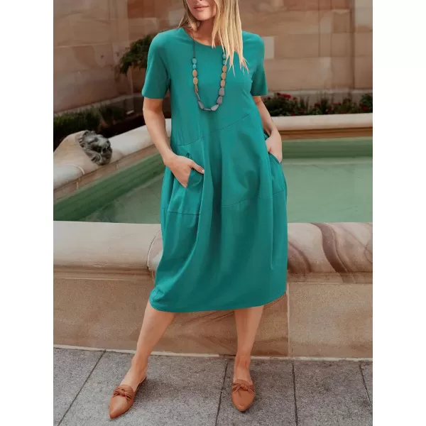 imageANRABESS Womens Summer Midi Dress Casual Loose Crewneck Short Sleeve T Shirt Sundress with PocketsBlue