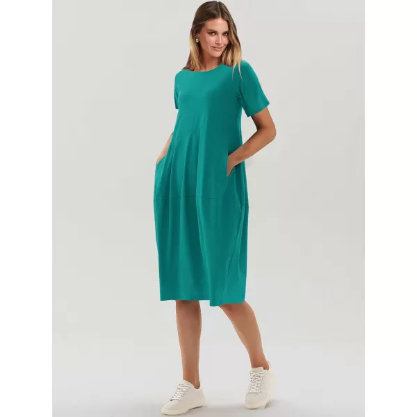 imageANRABESS Womens Summer Midi Dress Casual Loose Crewneck Short Sleeve T Shirt Sundress with PocketsBlue