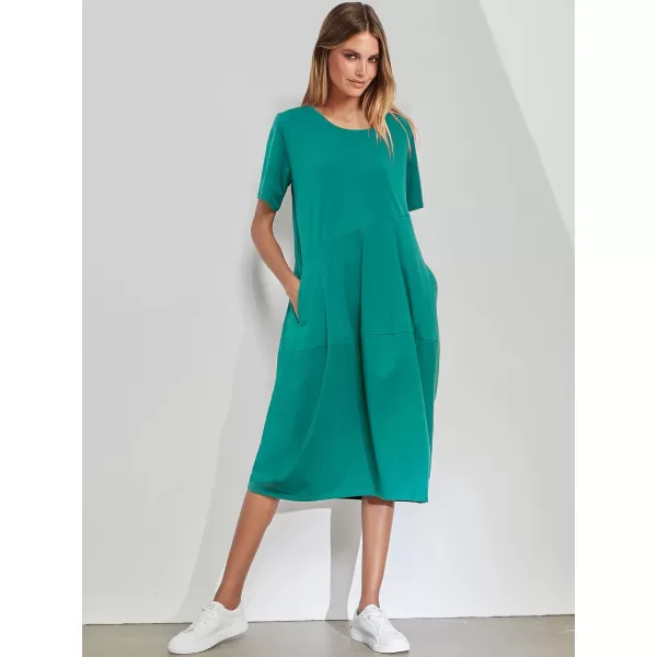 imageANRABESS Womens Summer Midi Dress Casual Loose Crewneck Short Sleeve T Shirt Sundress with PocketsBlue