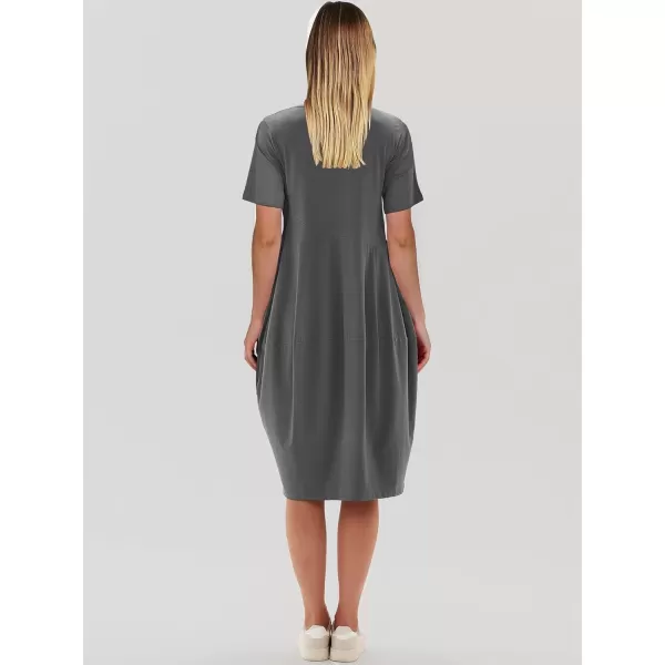 imageANRABESS Womens Summer Midi Dress Casual Loose Crewneck Short Sleeve T Shirt Sundress with PocketsGray