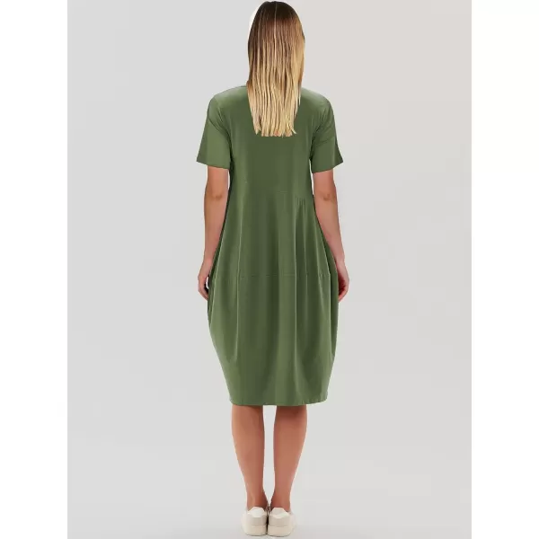 imageANRABESS Womens Summer Midi Dress Casual Loose Crewneck Short Sleeve T Shirt Sundress with PocketsGreen