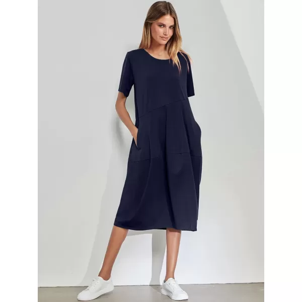 imageANRABESS Womens Summer Midi Dress Casual Loose Crewneck Short Sleeve T Shirt Sundress with PocketsNavy Blue