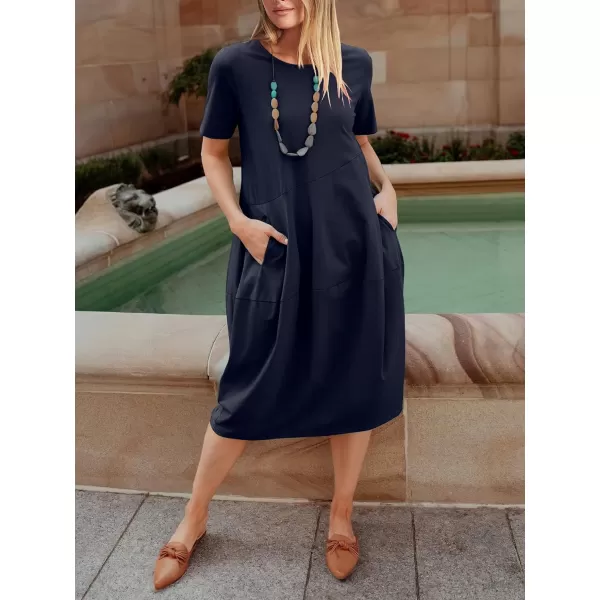 imageANRABESS Womens Summer Midi Dress Casual Loose Crewneck Short Sleeve T Shirt Sundress with PocketsNavy Blue