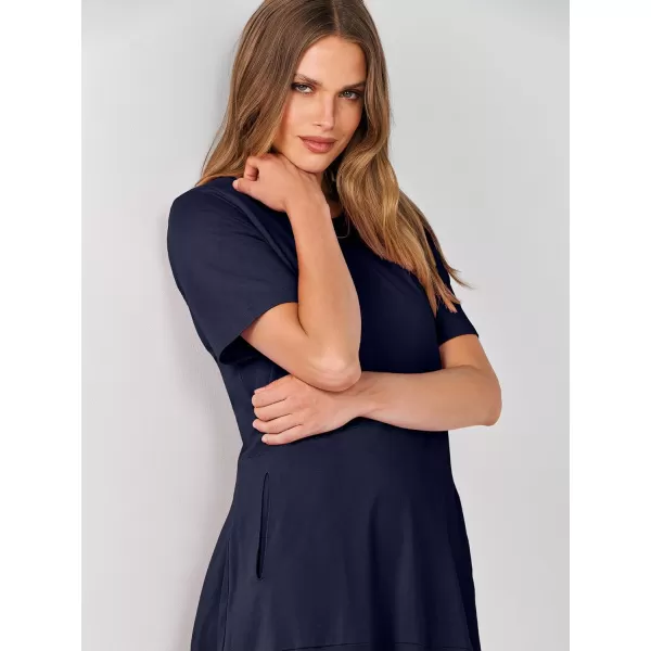 imageANRABESS Womens Summer Midi Dress Casual Loose Crewneck Short Sleeve T Shirt Sundress with PocketsNavy Blue