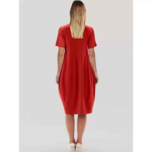 imageANRABESS Womens Summer Midi Dress Casual Loose Crewneck Short Sleeve T Shirt Sundress with PocketsRed