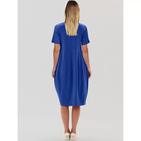 imageANRABESS Womens Summer Midi Dress Casual Loose Crewneck Short Sleeve T Shirt Sundress with PocketsRoyal Blue
