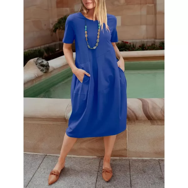 imageANRABESS Womens Summer Midi Dress Casual Loose Crewneck Short Sleeve T Shirt Sundress with PocketsRoyal Blue