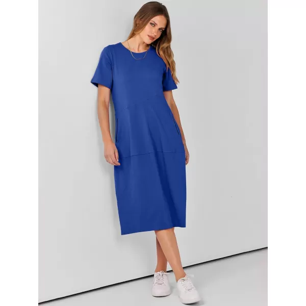 imageANRABESS Womens Summer Midi Dress Casual Loose Crewneck Short Sleeve T Shirt Sundress with PocketsRoyal Blue