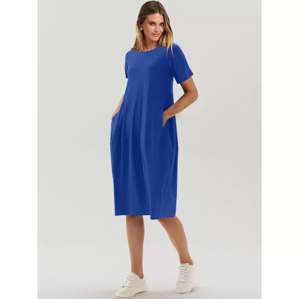 imageANRABESS Womens Summer Midi Dress Casual Loose Crewneck Short Sleeve T Shirt Sundress with PocketsRoyal Blue