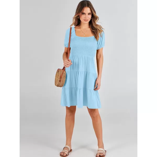 imageANRABESS Womens Summer Mini Dresses 2024 Casual Square Neck Smocked Puff Sleeve Cute Short DressCayn
