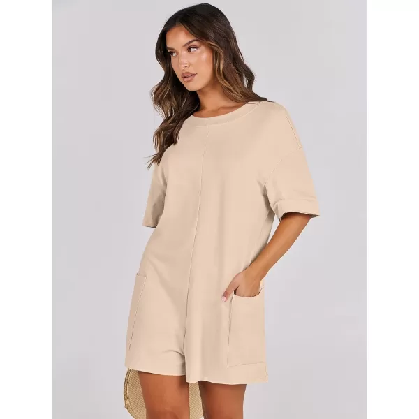 imageANRABESS Womens Summer Oversized TShirts Rompers Short Sleeve Loose Casual Short Jumpsuit Overall Onesie Lounge OutfitsApricot