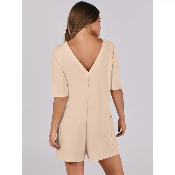 imageANRABESS Womens Summer Oversized TShirts Rompers Short Sleeve Loose Casual Short Jumpsuit Overall Onesie Lounge OutfitsApricot