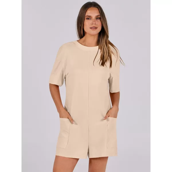 imageANRABESS Womens Summer Oversized TShirts Rompers Short Sleeve Loose Casual Short Jumpsuit Overall Onesie Lounge OutfitsApricot