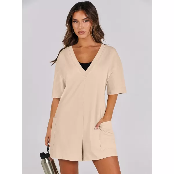 imageANRABESS Womens Summer Oversized TShirts Rompers Short Sleeve Loose Casual Short Jumpsuit Overall Onesie Lounge OutfitsApricot