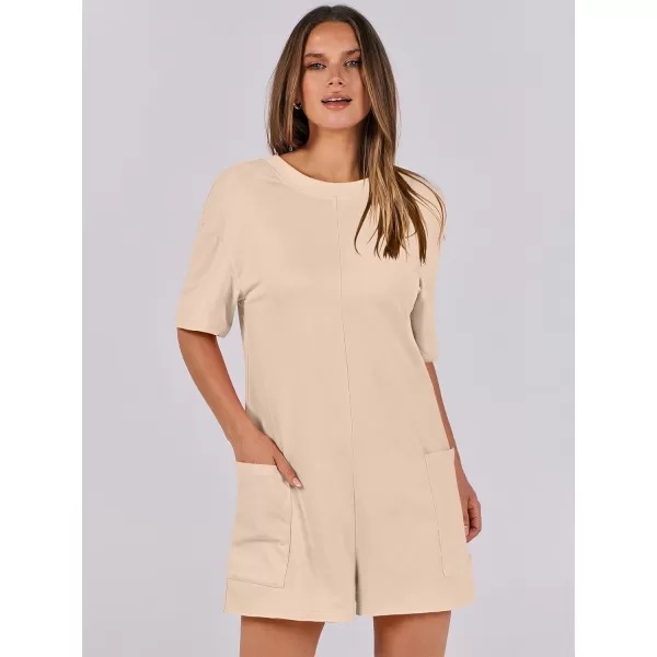 imageANRABESS Womens Summer Oversized TShirts Rompers Short Sleeve Loose Casual Short Jumpsuit Overall Onesie Lounge OutfitsApricot