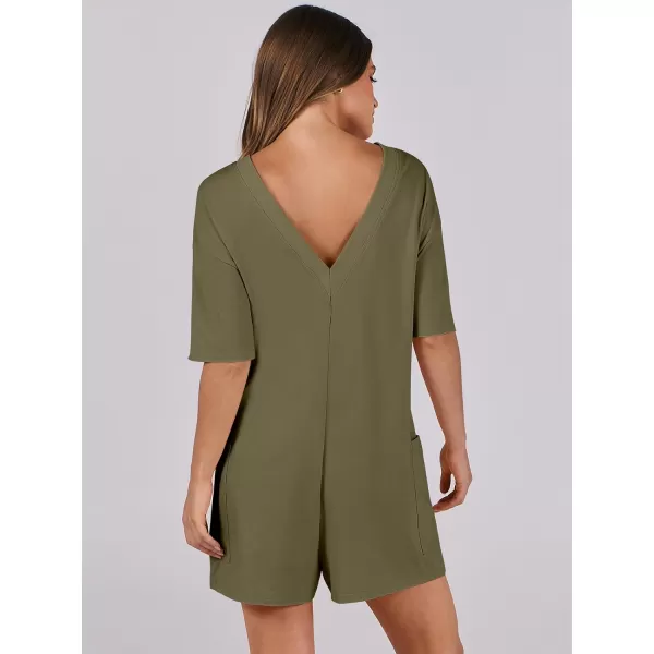 imageANRABESS Womens Summer Oversized TShirts Rompers Short Sleeve Loose Casual Short Jumpsuit Overall Onesie Lounge OutfitsArmy Green
