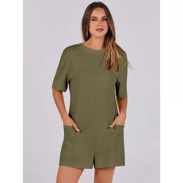 imageANRABESS Womens Summer Oversized TShirts Rompers Short Sleeve Loose Casual Short Jumpsuit Overall Onesie Lounge OutfitsArmy Green