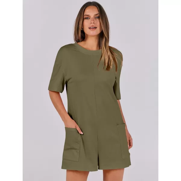 imageANRABESS Womens Summer Oversized TShirts Rompers Short Sleeve Loose Casual Short Jumpsuit Overall Onesie Lounge OutfitsArmy Green
