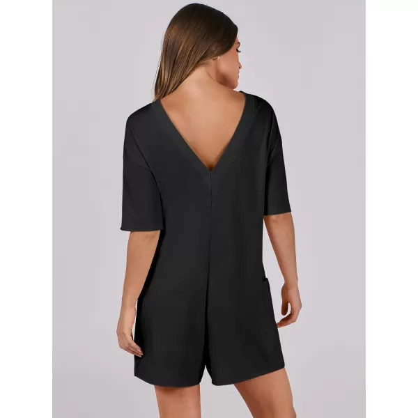 imageANRABESS Womens Summer Oversized TShirts Rompers Short Sleeve Loose Casual Short Jumpsuit Overall Onesie Lounge OutfitsBlack