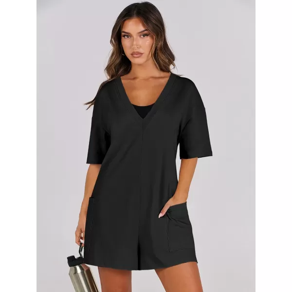 imageANRABESS Womens Summer Oversized TShirts Rompers Short Sleeve Loose Casual Short Jumpsuit Overall Onesie Lounge OutfitsBlack