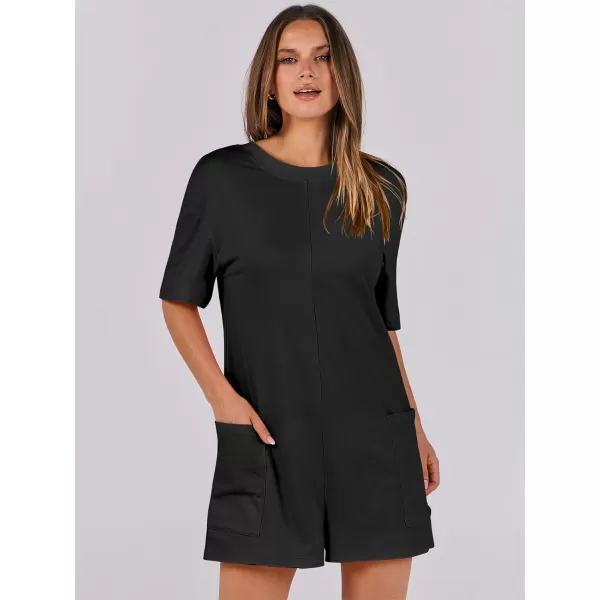 imageANRABESS Womens Summer Oversized TShirts Rompers Short Sleeve Loose Casual Short Jumpsuit Overall Onesie Lounge OutfitsBlack