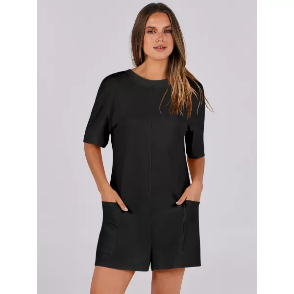 imageANRABESS Womens Summer Oversized TShirts Rompers Short Sleeve Loose Casual Short Jumpsuit Overall Onesie Lounge OutfitsBlack
