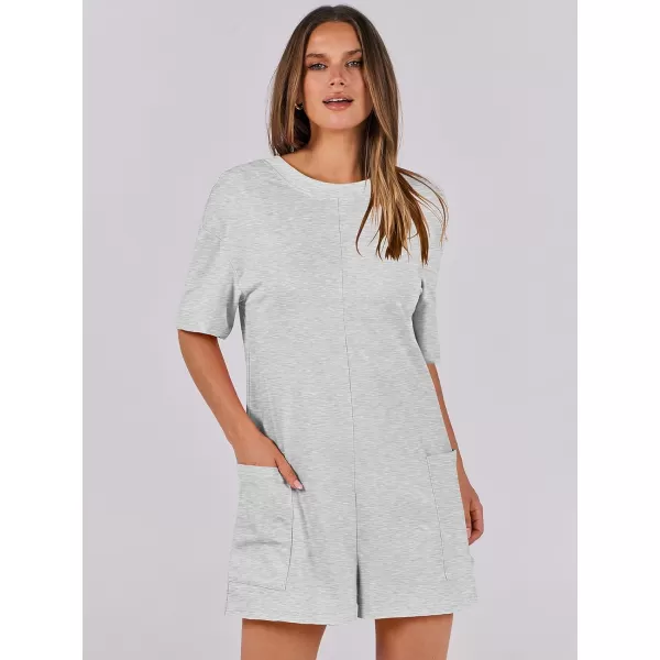 imageANRABESS Womens Summer Oversized TShirts Rompers Short Sleeve Loose Casual Short Jumpsuit Overall Onesie Lounge OutfitsLight Grey
