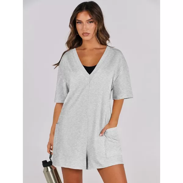 imageANRABESS Womens Summer Oversized TShirts Rompers Short Sleeve Loose Casual Short Jumpsuit Overall Onesie Lounge OutfitsLight Grey