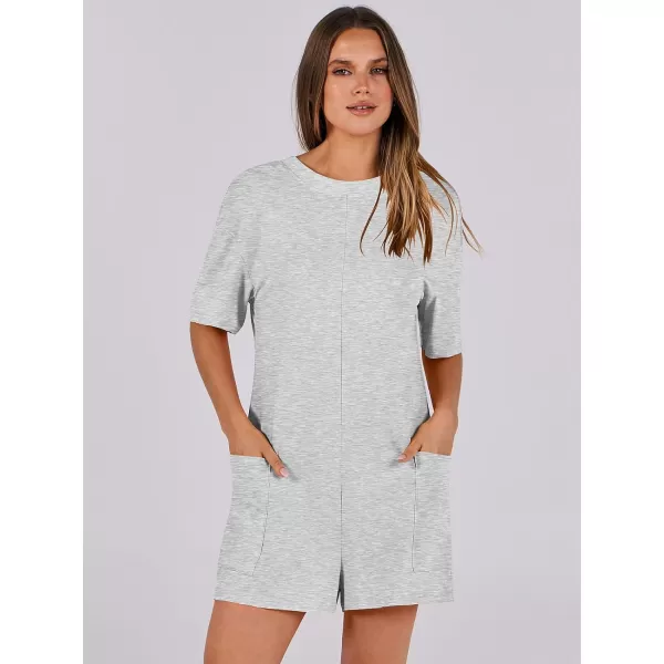 imageANRABESS Womens Summer Oversized TShirts Rompers Short Sleeve Loose Casual Short Jumpsuit Overall Onesie Lounge OutfitsLight Grey