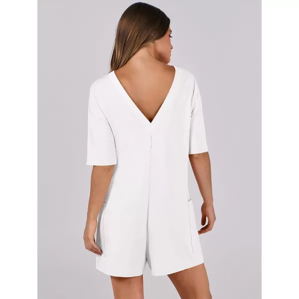 imageANRABESS Womens Summer Oversized TShirts Rompers Short Sleeve Loose Casual Short Jumpsuit Overall Onesie Lounge OutfitsWhite