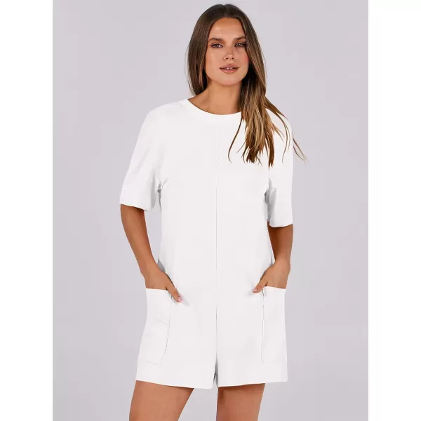 imageANRABESS Womens Summer Oversized TShirts Rompers Short Sleeve Loose Casual Short Jumpsuit Overall Onesie Lounge OutfitsWhite