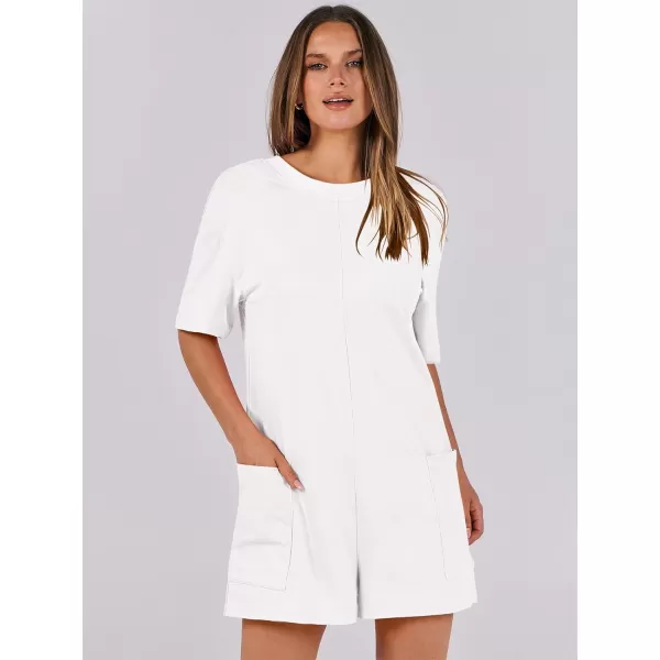 imageANRABESS Womens Summer Oversized TShirts Rompers Short Sleeve Loose Casual Short Jumpsuit Overall Onesie Lounge OutfitsWhite