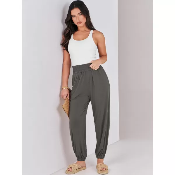 imageANRABESS Womens Summer Palazzo Pants Casual Loose Elastic High Waist Lounge Baggy Joggers Trousers with PocketsDark Grey