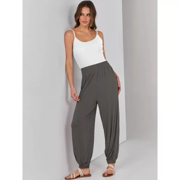 imageANRABESS Womens Summer Palazzo Pants Casual Loose Elastic High Waist Lounge Baggy Joggers Trousers with PocketsDark Grey