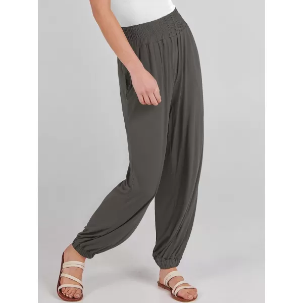 imageANRABESS Womens Summer Palazzo Pants Casual Loose Elastic High Waist Lounge Baggy Joggers Trousers with PocketsDark Grey